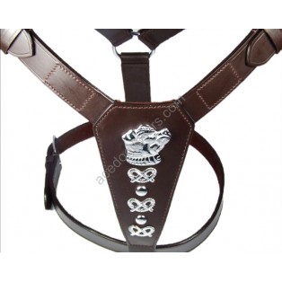 Extra Large brown LEATHER DOG HARNESS